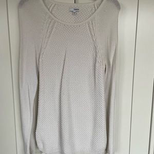 white knit sweater